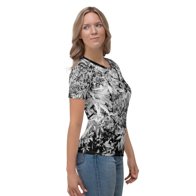 Women's T-shirt - Black and White Floral